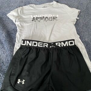 Under Armour Gray T-Shirt and Black Shorts Set